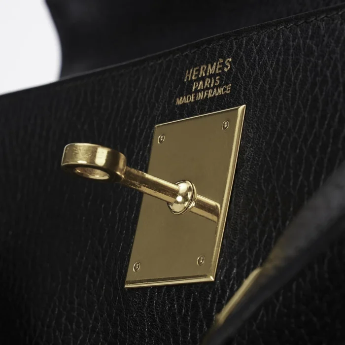 Artisan-Grade Hermès Kelly 32 Vachette Grainee des Ardennes Noir GHW - DLF - Image 6
