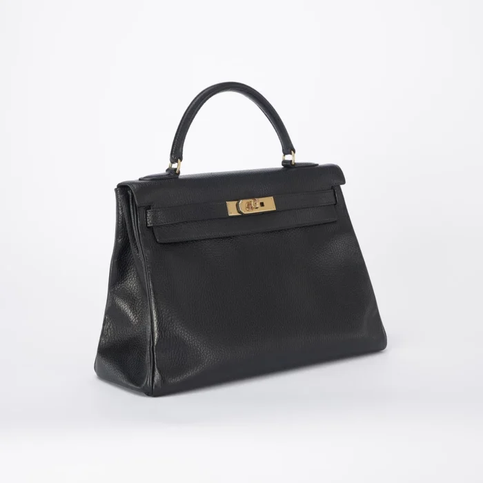 Artisan-Grade Hermès Kelly 32 Vachette Grainee des Ardennes Noir GHW - DLF - Image 4