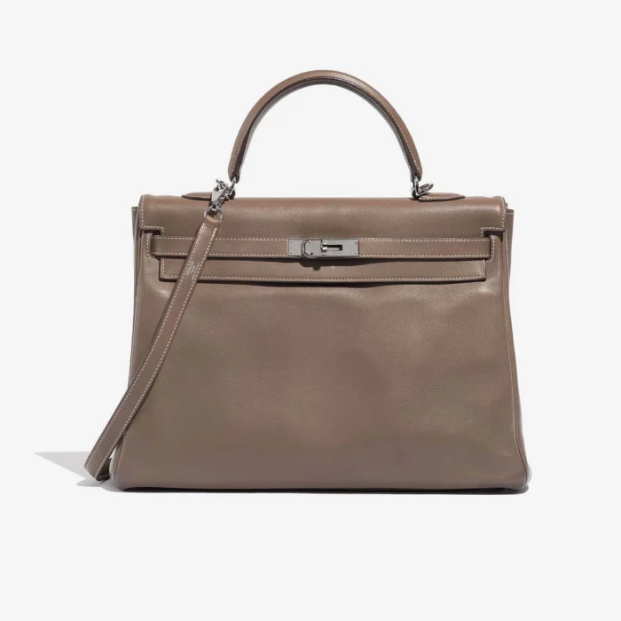 Artisan Hermès Kelly 35 Swift Etoupe Replica Handbags