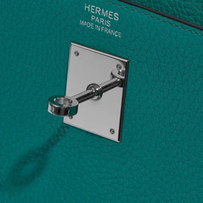Artisan-Grade Hermès Kelly 35 Taurillon Clemence Bleu Paon PHW - Replica Handbags - Image 6