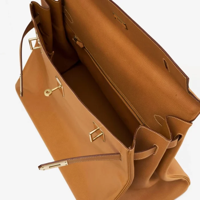 Artisan-Grade Hermès Kelly 50 Ardennes Natural GHW - DLF - Image 4