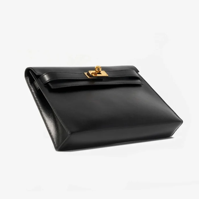 Artisan-Grade Hermès Kelly Pochette Longue Box Black GHW - DLF - Image 3
