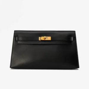 Artisan-Grade Hermès Kelly Pochette Longue Box Black GHW - DLF