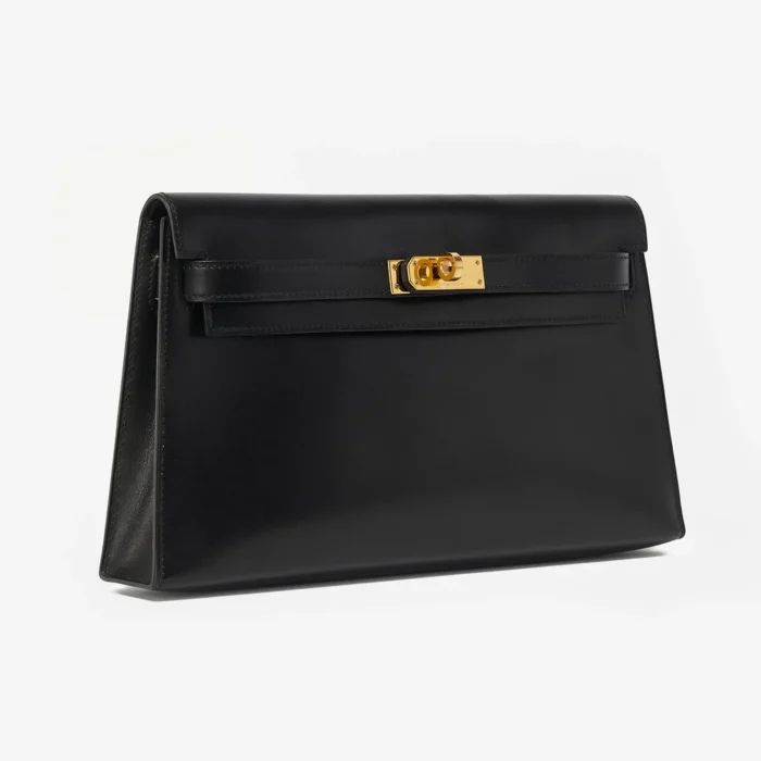 Artisan-Grade Hermès Kelly Pochette Longue Box Black GHW - DLF - Image 4