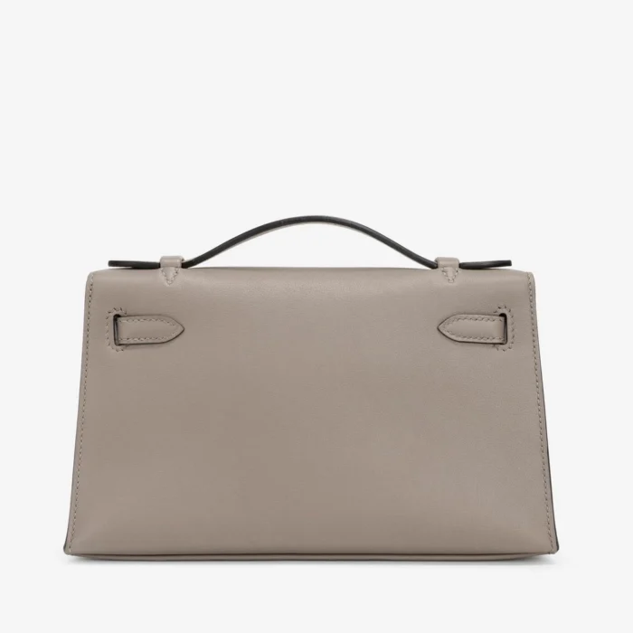 Artisan-Grade Hermès Kelly Pochette Swift Gris Asphalte PHW - DLF - Image 2