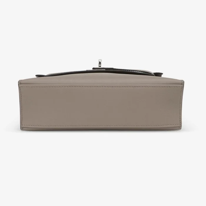 Artisan-Grade Hermès Kelly Pochette Swift Gris Asphalte PHW - DLF - Image 3