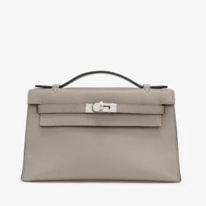 Artisan-Grade Hermès Kelly Pochette Swift Gris Asphalte PHW | DLF