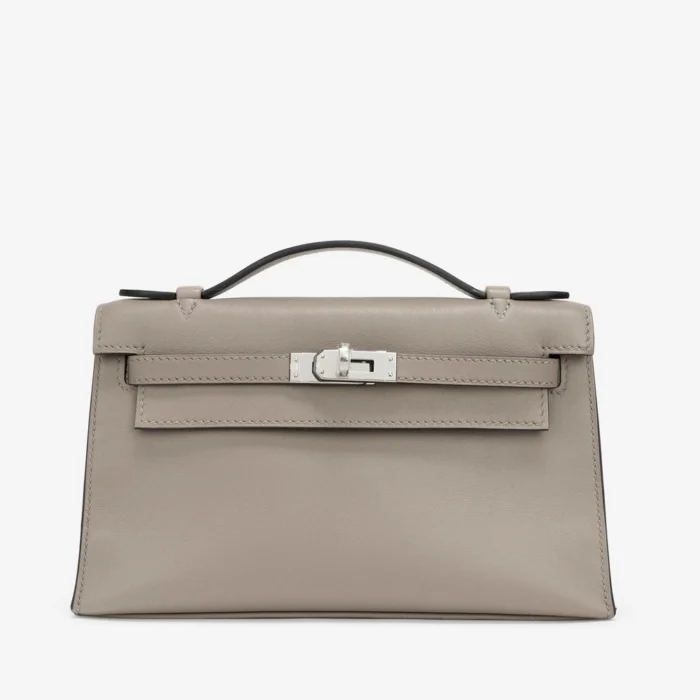 Artisan-Grade Hermès Kelly Pochette Swift Gris Asphalte PHW | DLF