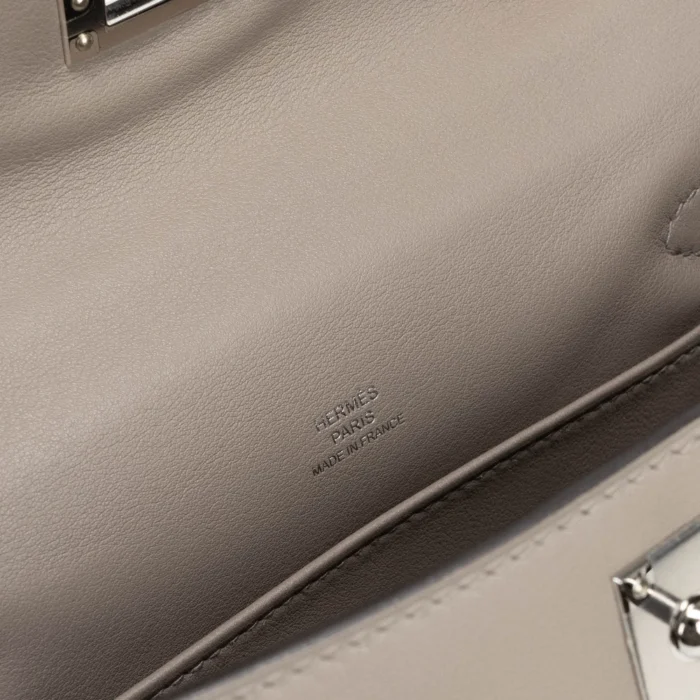 Artisan-Grade Hermès Kelly Pochette Swift Gris Asphalte PHW - DLF - Image 6