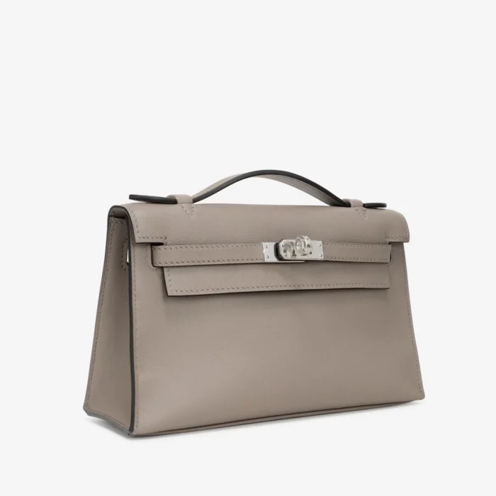 Artisan-Grade Hermès Kelly Pochette Swift Gris Asphalte PHW - DLF - Image 4