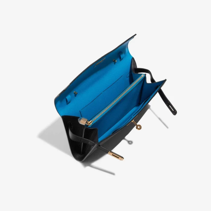 Artisan-Grade Hermès Kelly To Go Epsom Black/Blue Indigo/Blue Frida GHW - Replica Handbags - Image 5
