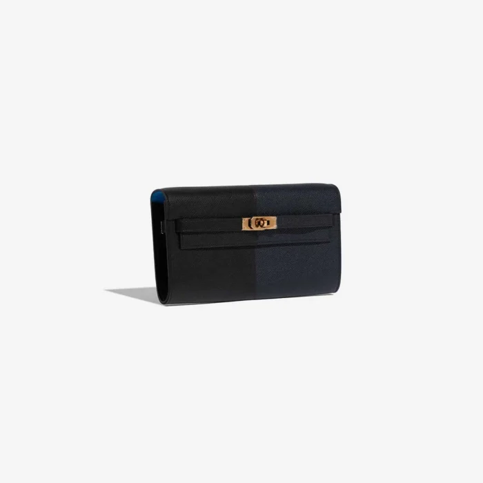 Artisan-Grade Hermès Kelly To Go Epsom Black/Blue Indigo/Blue Frida GHW - Replica Handbags - Image 4