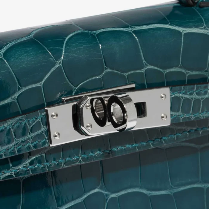 Artisan-Grade Hermès Mini Kelly Alligator Vert Bosphore PHW - Replica Handbags - Image 7