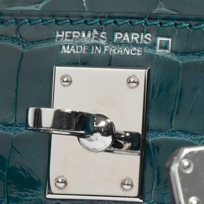 Artisan-Grade Hermès Mini Kelly Alligator Vert Bosphore PHW - Replica Handbags - Image 6