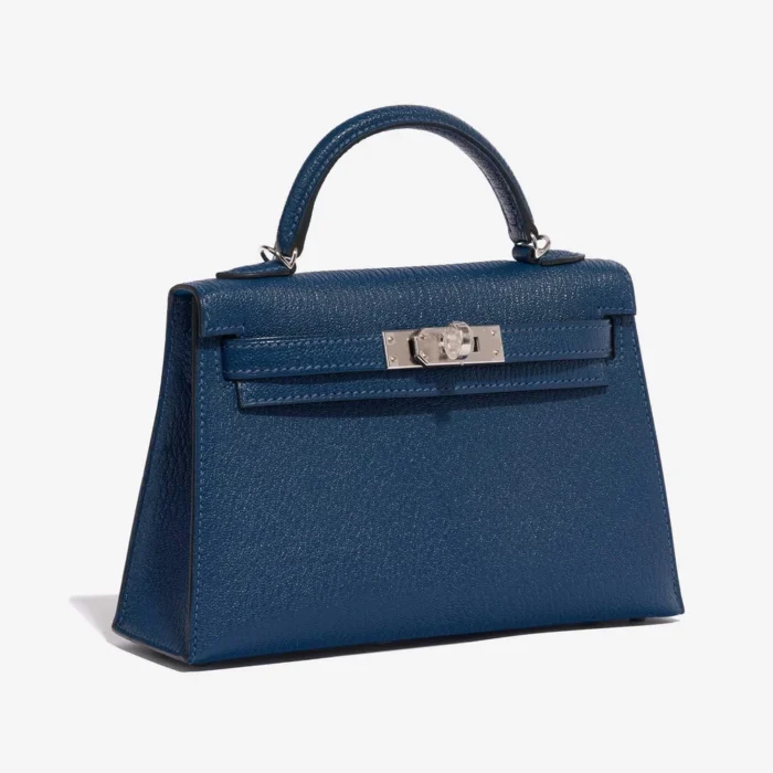 Artisan-Grade Hermès Mini Kelly Chèvre Mysore Deep Blue/Blue Izmir PHW - Replica Handbags - Image 4