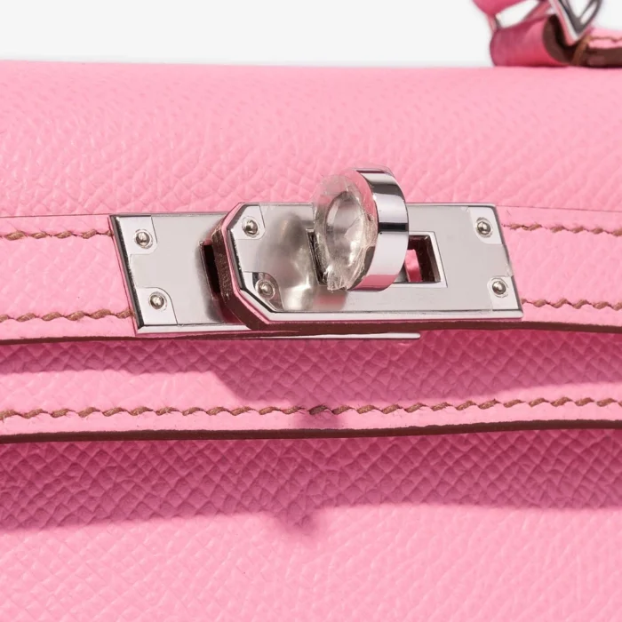 Artisan-Grade Hermès Mini Kelly Epsom 5P Bubblegum PHW - Replica Handbags - Image 7