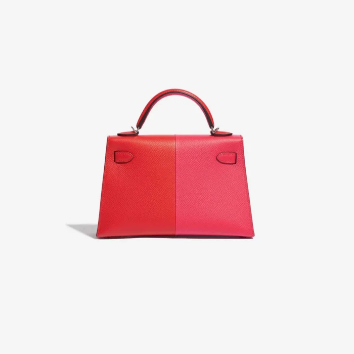 Artisan-Grade Hermès Mini Kelly Epsom Rose Extreme/Rouge de Coeur/Blue Zanzibar PHW - Replica Handbags - Image 2