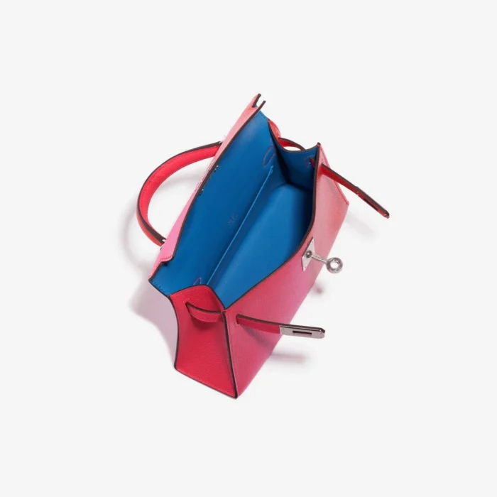 Artisan-Grade Hermès Mini Kelly Epsom Rose Extreme/Rouge de Coeur/Blue Zanzibar PHW - Replica Handbags - Image 5