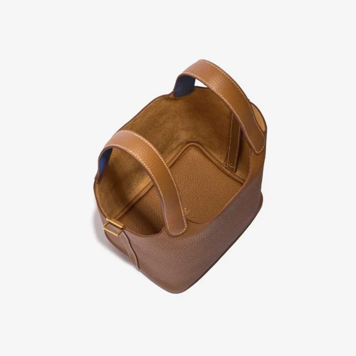 Artisan-Grade Hermès Picotin 18 Taurillon Clemence/Swift Gold/Bleu Royal GHW - Replica Handbags - Image 5