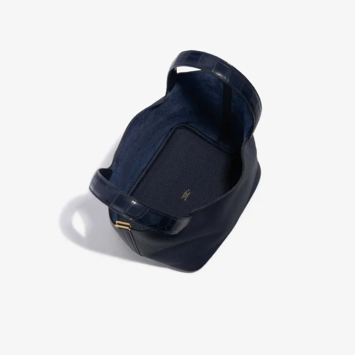 Artisan-Grade Hermès Picotin Touch 22 Matte Alligator/Clemence Blue Nuit/Blue Marine GHW - Replica Handbags - Image 5