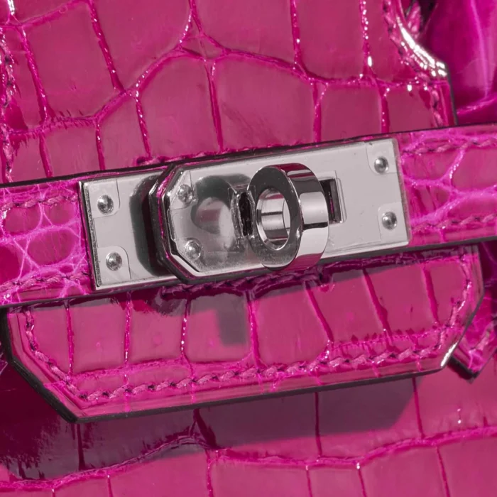Best Replica Hermès Birkin 25 Niloticus Crocodile Rose Pourpre PHW - Replica Handbags - Image 7