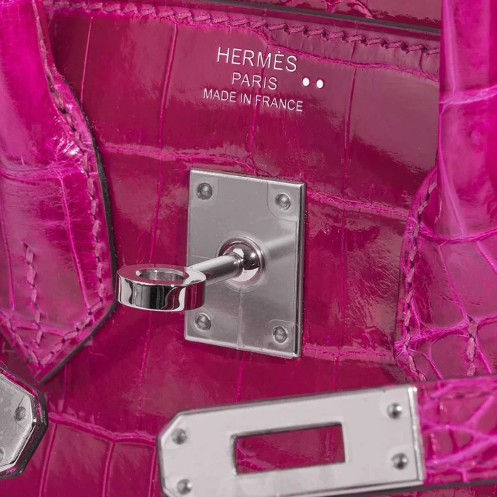 Best Replica Hermès Birkin 25 Niloticus Crocodile Rose Pourpre PHW - Replica Handbags - Image 6