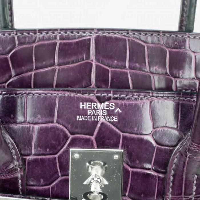 Best Replica Hermès Birkin 35 Porosus Crocodile Amethyst PHW - DLF - Image 6