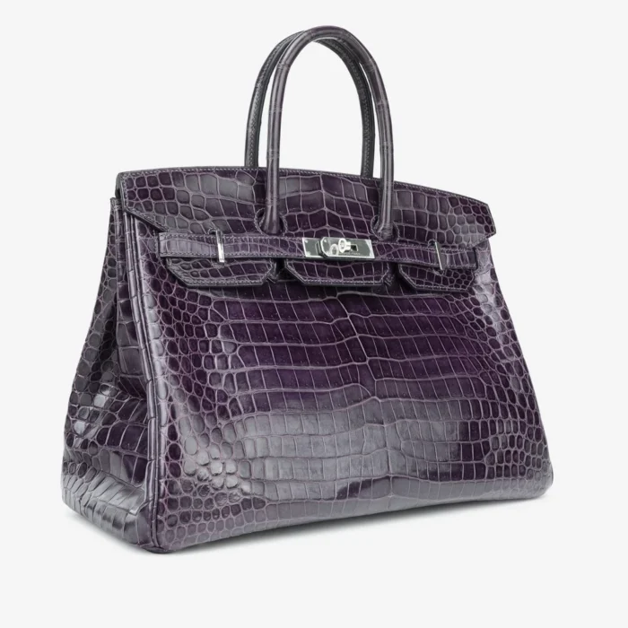 Best Replica Hermès Birkin 35 Porosus Crocodile Amethyst PHW - DLF - Image 4