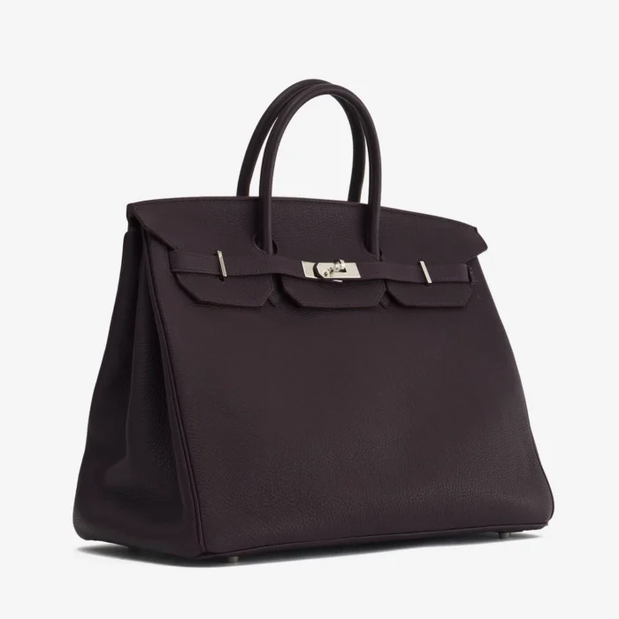 Best Replica Hermès Birkin 40 Clemence Raisin PHW - DLF - Image 4