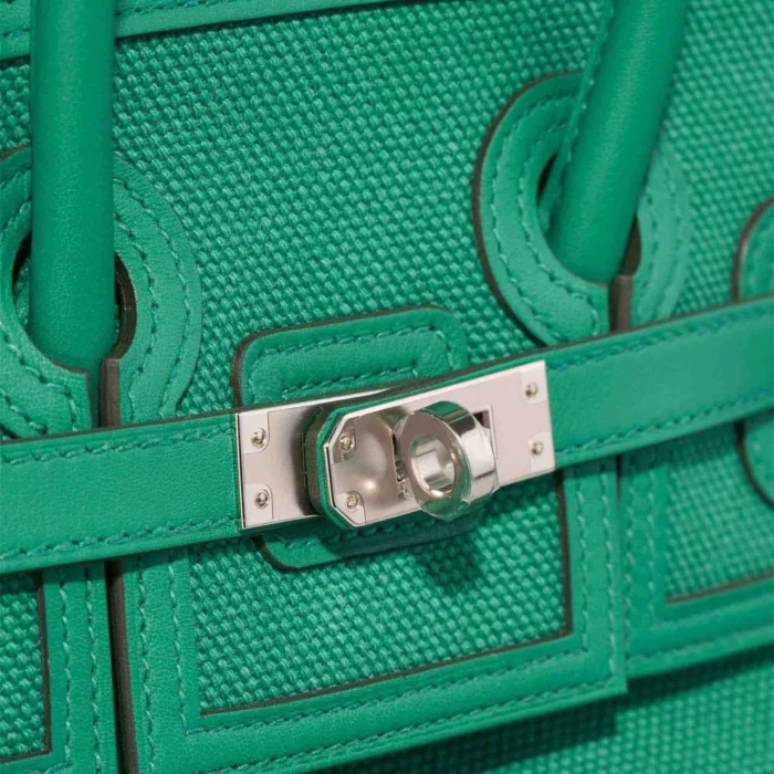Best Replica Hermès Birkin Cargo 25 Toile Goeland/Swift Vert Vertigo PHW - Replica Handbags - Image 7