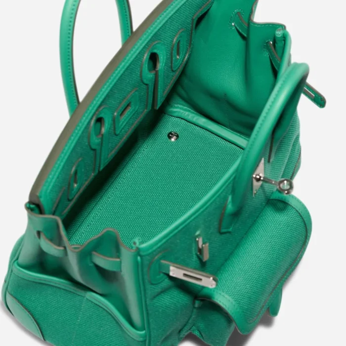Best Replica Hermès Birkin Cargo 25 Toile Goeland/Swift Vert Vertigo PHW - Replica Handbags - Image 5