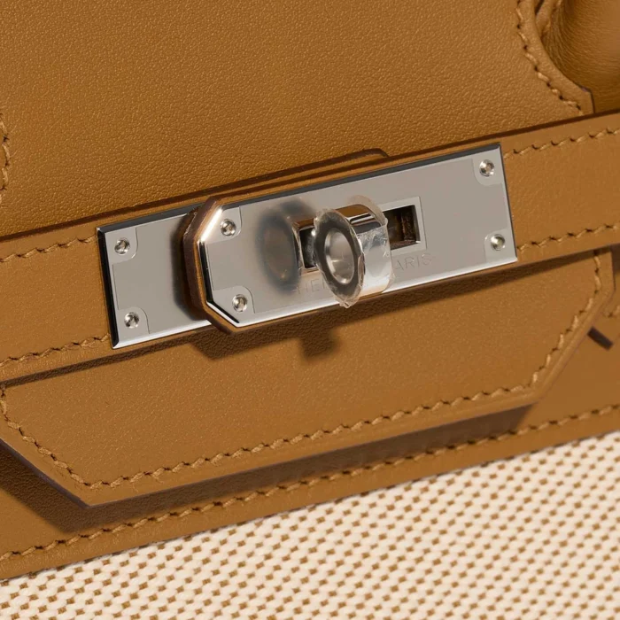 Best Replica Hermès Birkin Fray 35 Toile/Swift Sesame PHW - Replica Handbags - Image 7