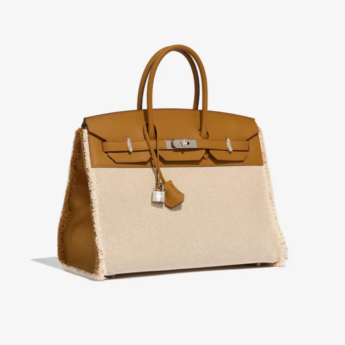 Best Replica Hermès Birkin Fray 35 Toile/Swift Sesame PHW - Replica Handbags - Image 4