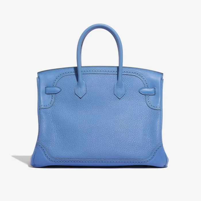 Best Replica Hermès Birkin Ghillies 35 Clemence Blue Paradise PHW - Replica Handbags - Image 2