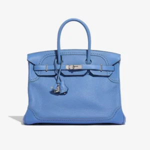 Best Replica Hermès Birkin Ghillies 35 Clemence Blue Paradise PHW