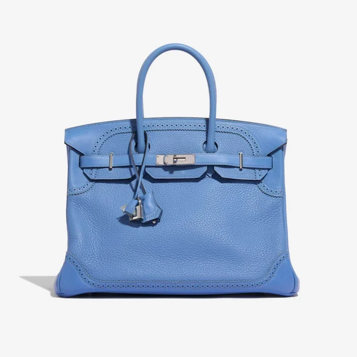 Best Replica Hermès Birkin Ghillies 35 Clemence Blue Paradise PHW
