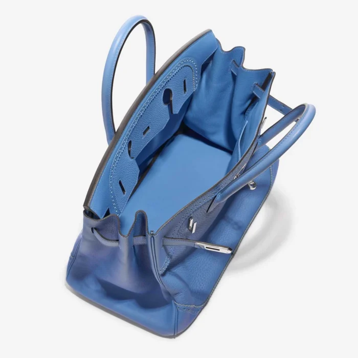 Best Replica Hermès Birkin Ghillies 35 Clemence Blue Paradise PHW - Replica Handbags - Image 5