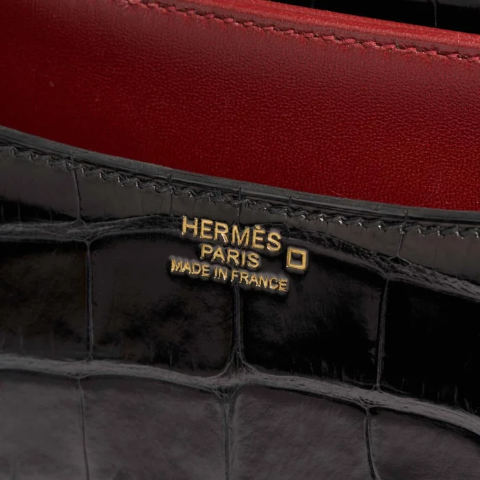 Best Replica Hermès Constance 24 Alligator Mississippiensis Black/Rouge Grenat GHW - Replica Handbags - Image 2