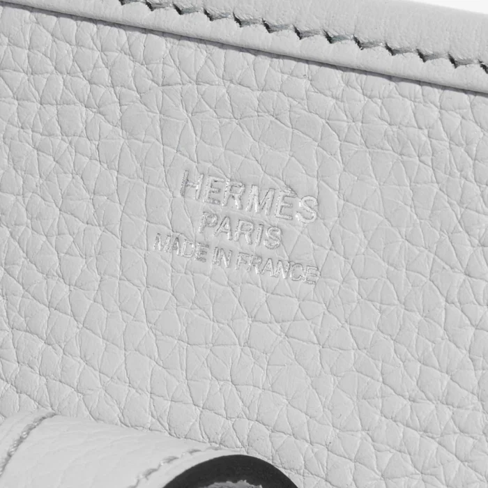 Best Replica Hermès Evelyne 29 Taurillon Clemence Pale Blue PHW - Replica Handbags - Image 6