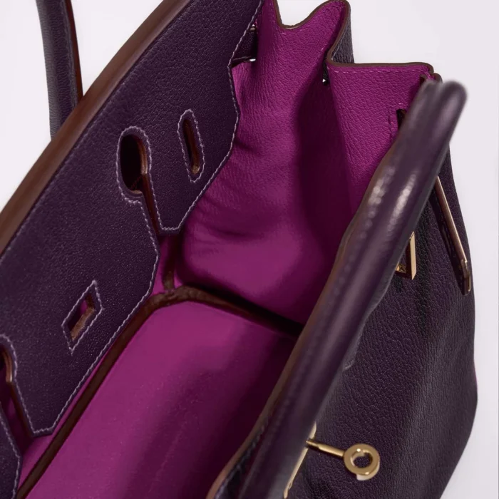 Best Replica Hermès HSS Birkin 30 Chevre Mysore Raisin/Rose Pourpre PBHW - Replica Handbags - Image 5