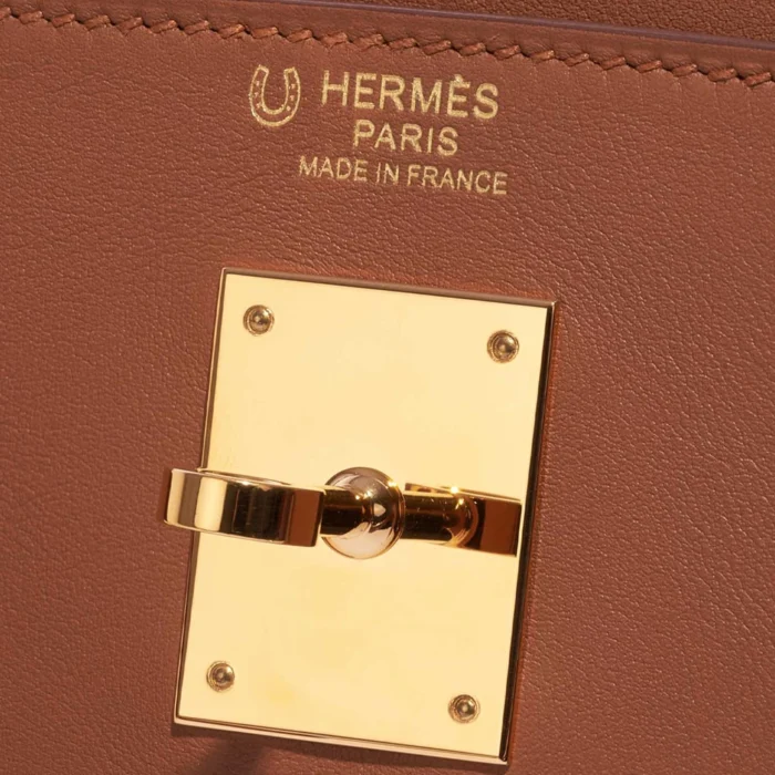 Best Replica Hermès HSS Kelly 32 Swift Gold/Apricot GHW - Replica Handbags - Image 6