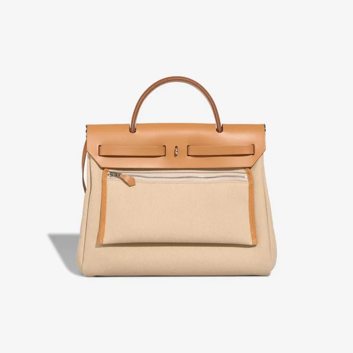 Best Replica Hermès Herbag 31 Toile Militaire/Vache Hunter Beton/Sable Naturel/Nata PHW - Replica Handbags - Image 3
