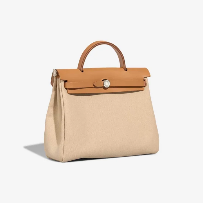 Best Replica Hermès Herbag 31 Toile Militaire/Vache Hunter Beton/Sable Naturel/Nata PHW - Replica Handbags - Image 5