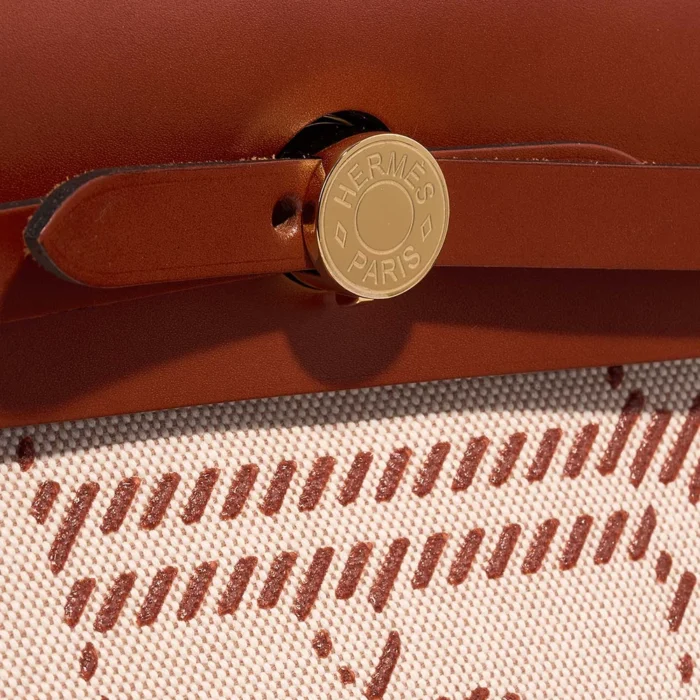 Best Replica Hermès Herbag 31 Toile/Vache Hunter Cuivre/Ecru/Beige GHW - Replica Handbags - Image 7