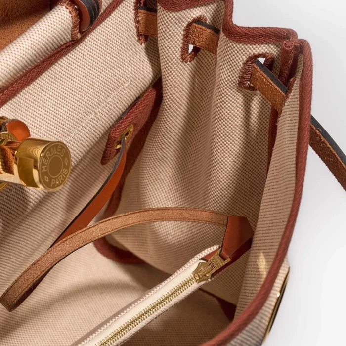 Best Replica Hermès Herbag 31 Toile/Vache Hunter Cuivre/Ecru/Beige GHW - Replica Handbags - Image 6