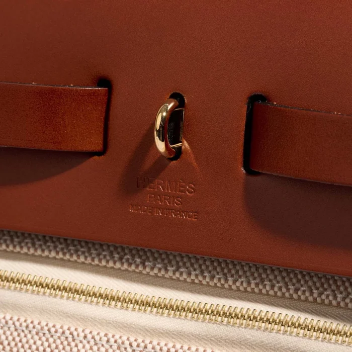 Best Replica Hermès Herbag 31 Toile/Vache Hunter Cuivre/Ecru/Beige GHW - Replica Handbags - Image 2