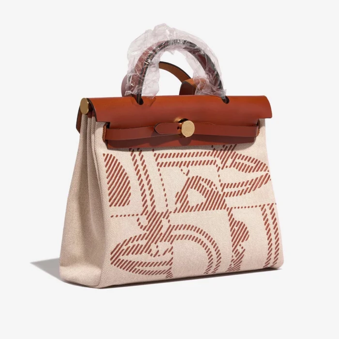 Best Replica Hermès Herbag 31 Toile/Vache Hunter Cuivre/Ecru/Beige GHW - Replica Handbags - Image 5