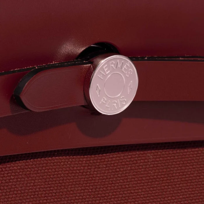 Best Replica Hermès Herbag 31 Toile/Vache Hunter Rouge H PHW - Replica Handbags - Image 6