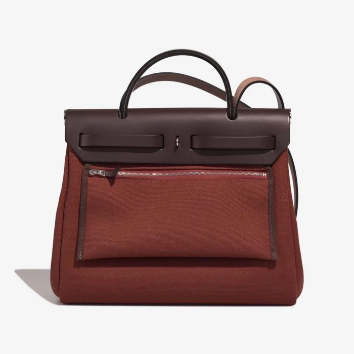 Best Replica Hermès Herbag 31 Toile/Vache Hunter Sienne/ebene RHW - Replica Handbags - Image 3
