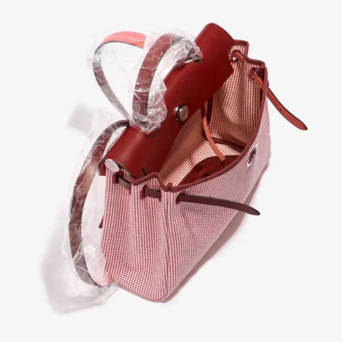 Best Replica Hermès Herbag 31 Vache Hunter/Toile Quadrille Vikinig Rouge H/Ecru/Blanc/Framboise PHW - Replica Handbags - Image 5